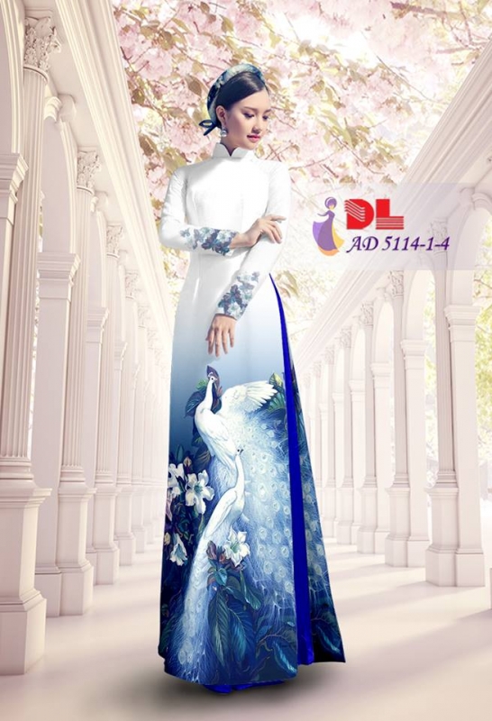 Vải áo dài chim Công