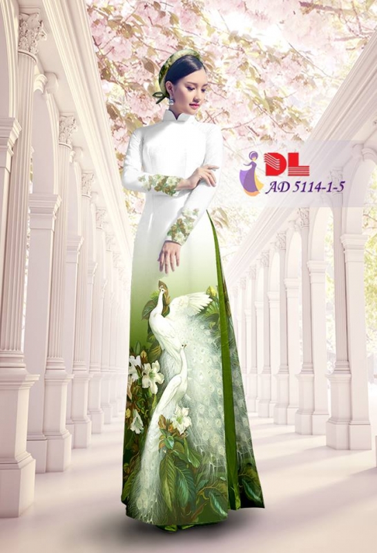 Vải áo dài chim Công
