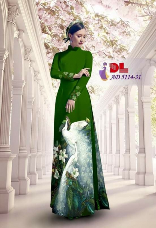 Vải áo dài chim Công