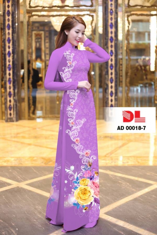 Vải áo dài hoa chạy dọc