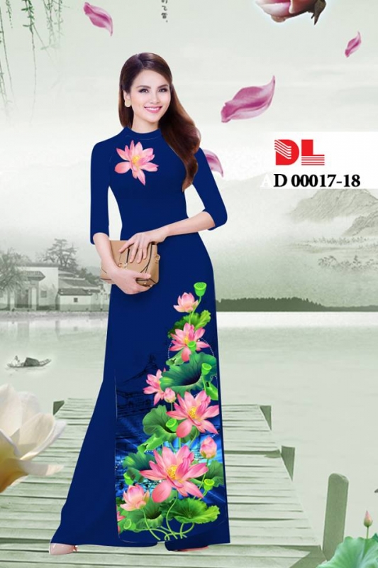 Vải áo dài phong cảnh hoa Sen