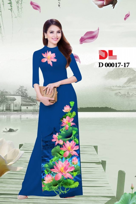 Vải áo dài phong cảnh hoa Sen