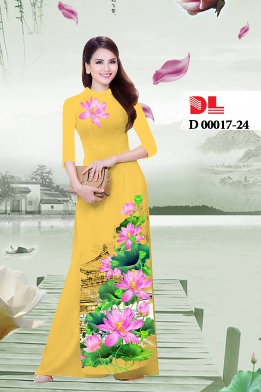 Vải áo dài phong cảnh hoa Sen