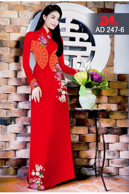 Vải áo dài họa tiết cây quạt