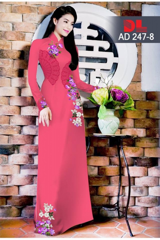 Vải áo dài họa tiết cây quạt