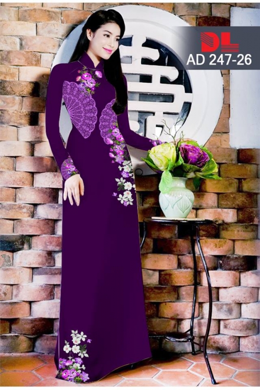 Vải áo dài họa tiết cây quạt