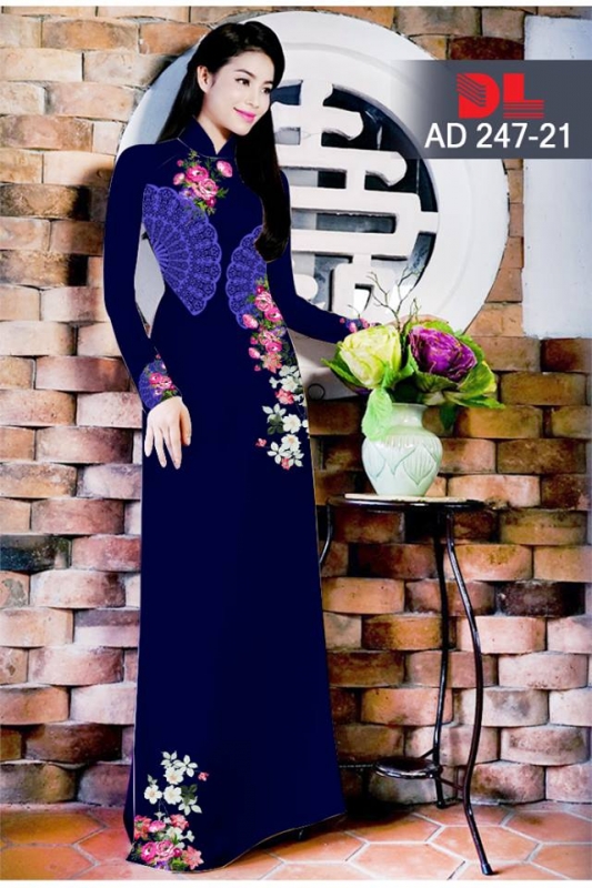 Vải áo dài họa tiết cây quạt