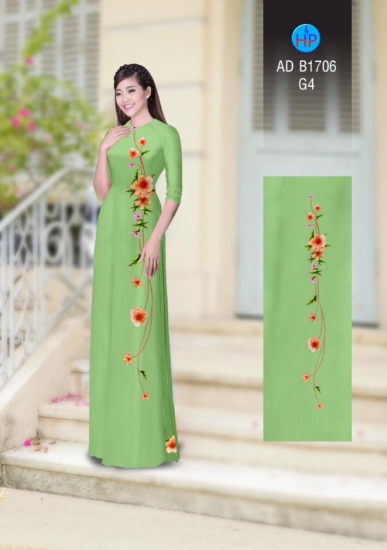 Vải áo dài hoa dây chạy dọc