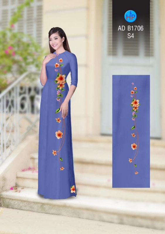 Vải áo dài hoa dây chạy dọc