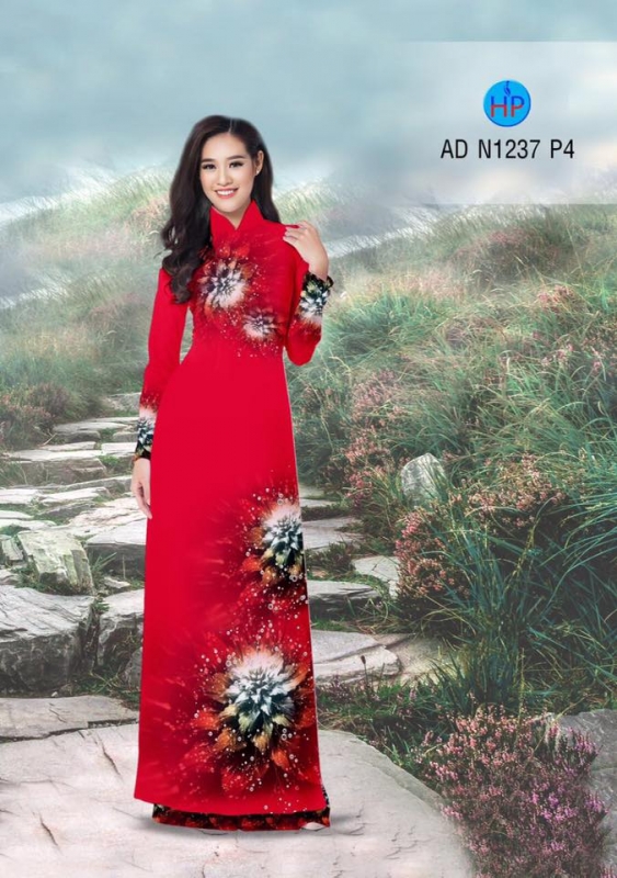 Vải áo dài hoa 3D