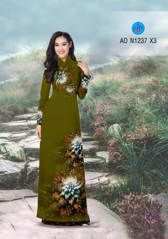Vải áo dài hoa 3D