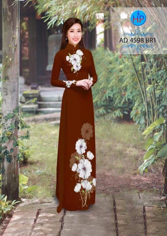 Vải áo dài hoa trên dưới
