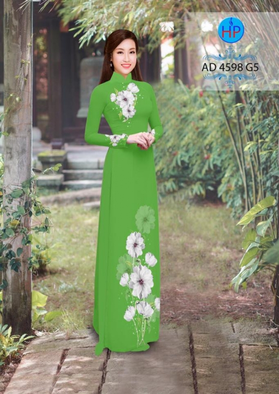 Vải áo dài hoa trên dưới