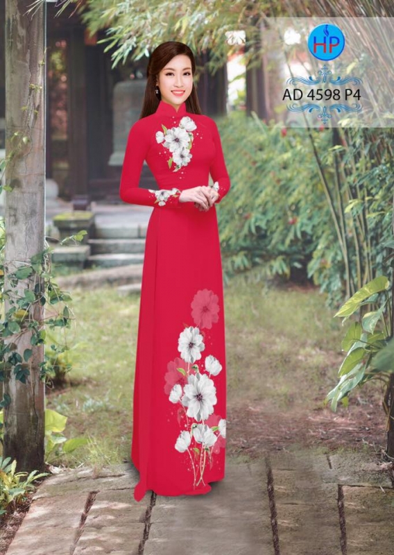 Vải áo dài hoa trên dưới