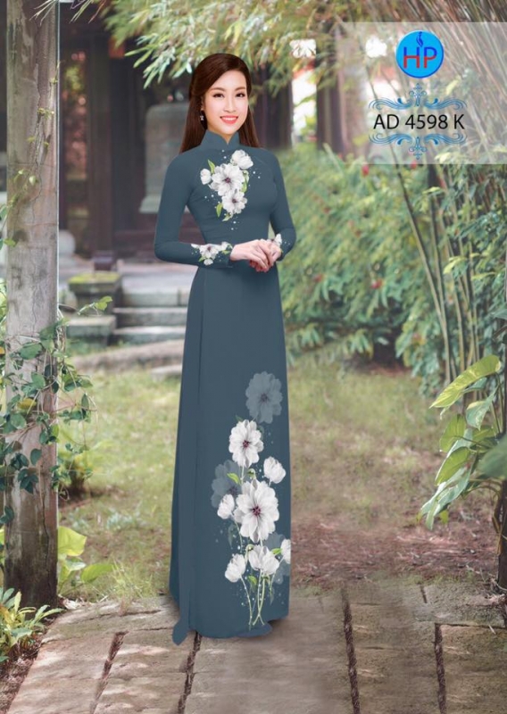 Vải áo dài hoa trên dưới