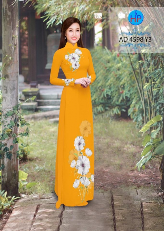 Vải áo dài hoa trên dưới