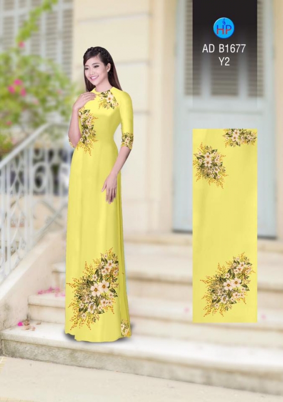 Vải áo dài hoa chùm trên dưới