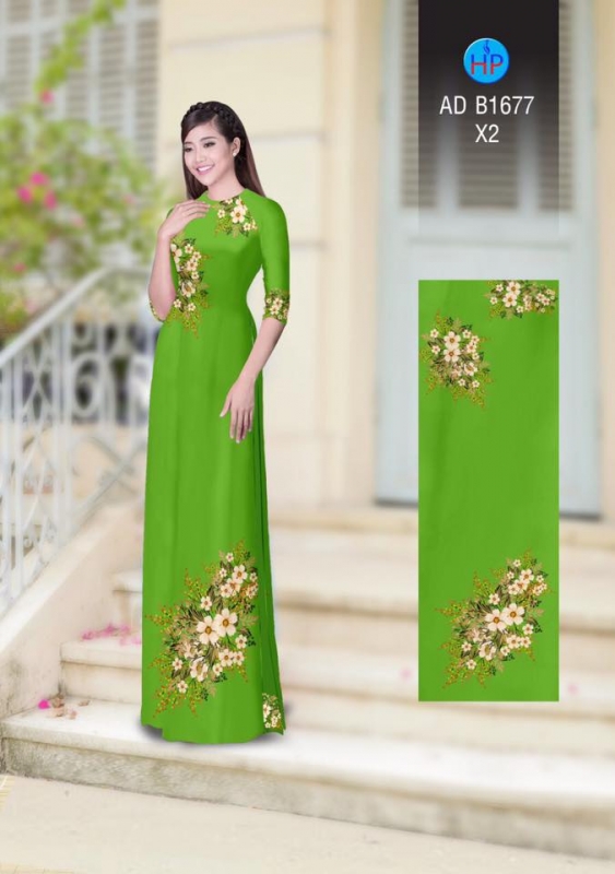 Vải áo dài hoa chùm trên dưới
