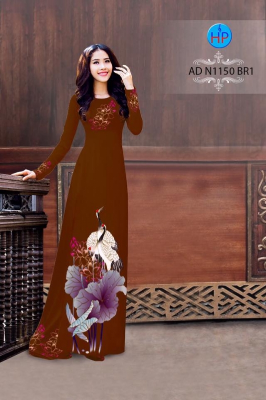 Vải áo dài sen và chim Sếu