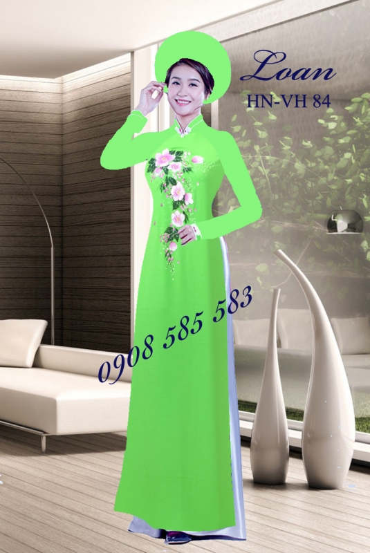 Vải áo dài vẽ hoa