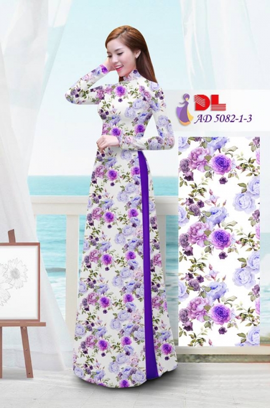 Vải áo dài hoa hồng toàn thân