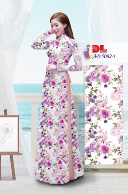 Vải áo dài hoa hồng toàn thân-DT 3767