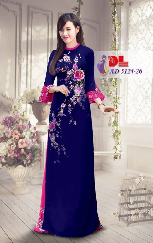 Vải áo dài cành hoa hồng