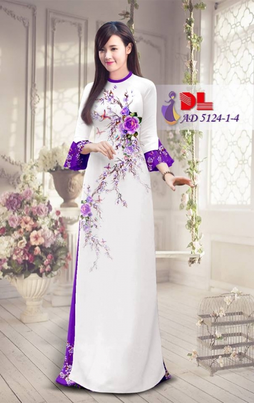 Vải áo dài cành hoa hồng