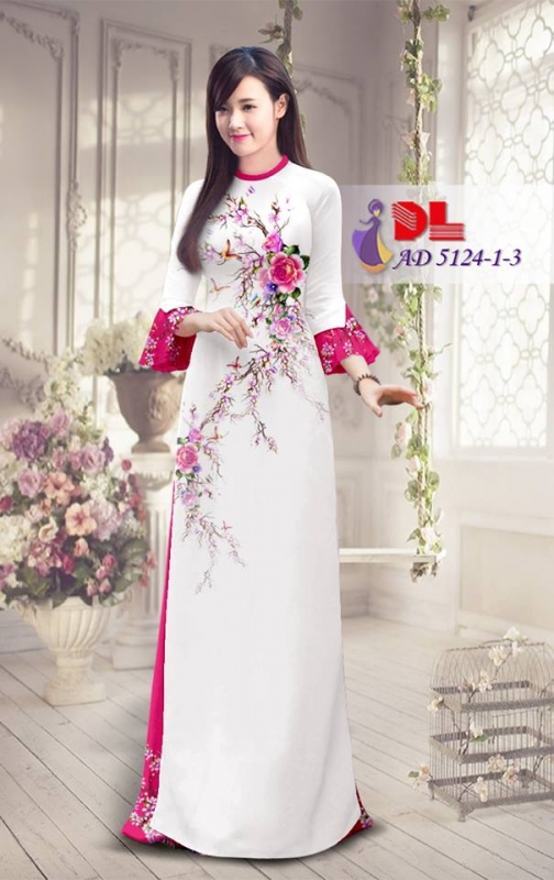 Vải áo dài cành hoa hồng