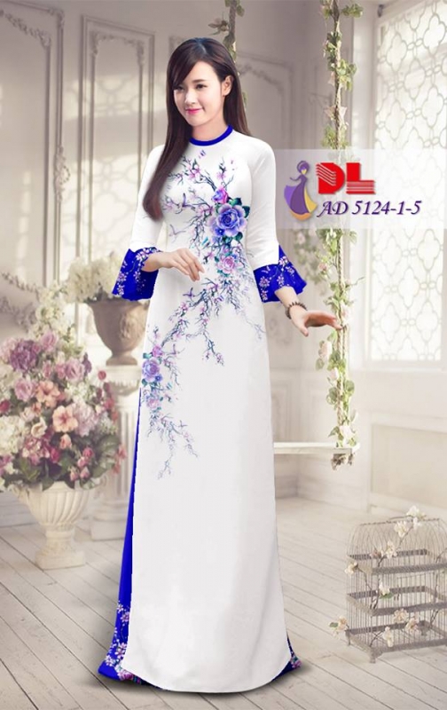 Vải áo dài cành hoa hồng