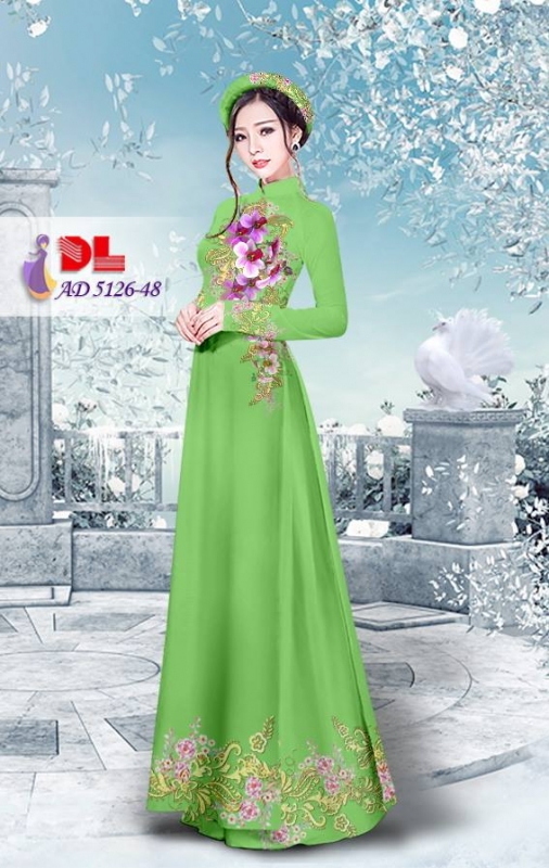 Vải áo dài hoa trên dưới