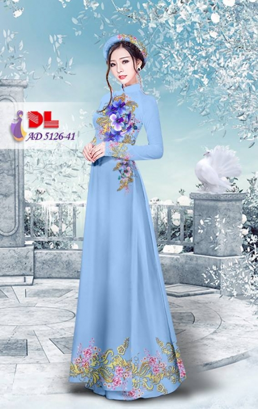 Vải áo dài hoa trên dưới