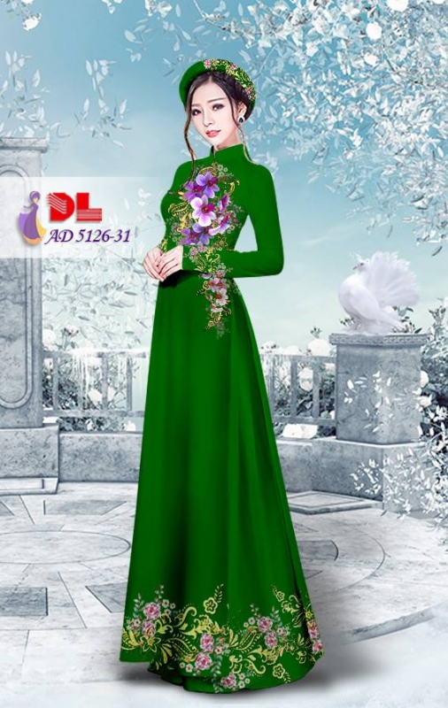 Vải áo dài hoa trên dưới