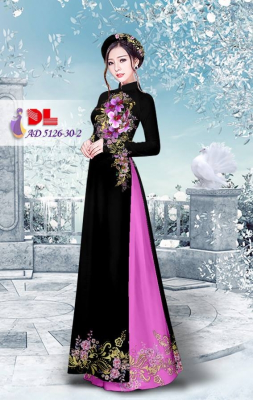 Vải áo dài hoa trên dưới
