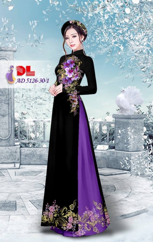 Vải áo dài hoa trên dưới