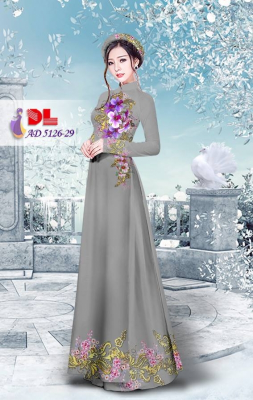 Vải áo dài hoa trên dưới