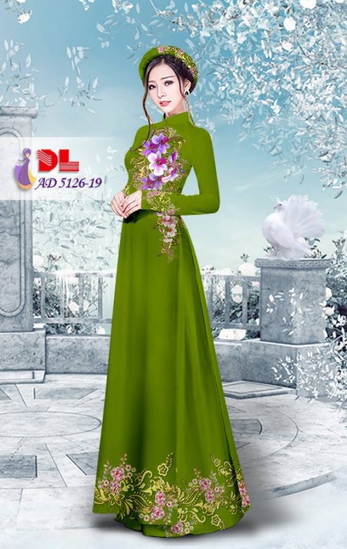 Vải áo dài hoa trên dưới