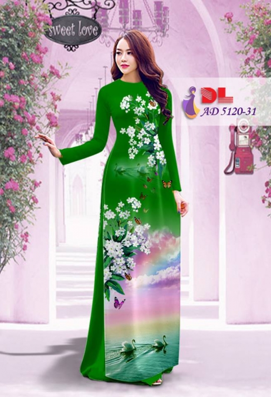 Vải áo dài hoa và cảnh