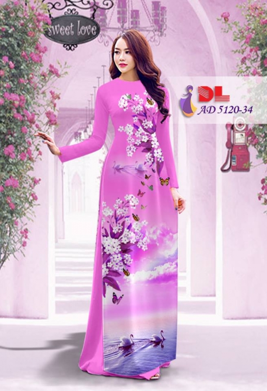 Vải áo dài hoa và cảnh