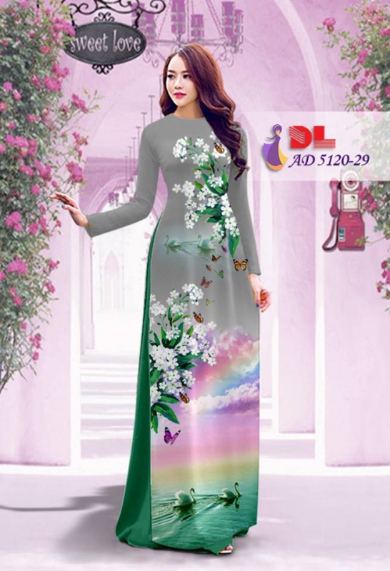 Vải áo dài hoa và cảnh