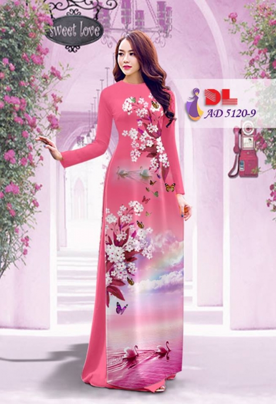 Vải áo dài hoa và cảnh