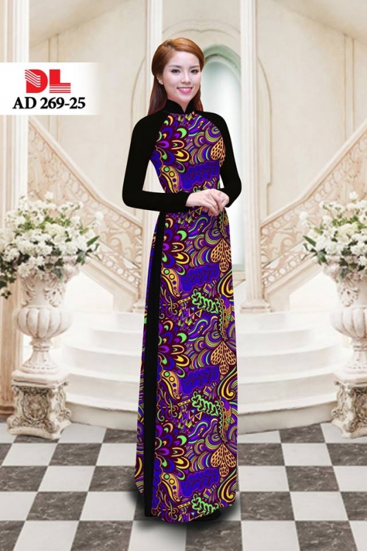 Vải áo dài hoa văn toàn thân
