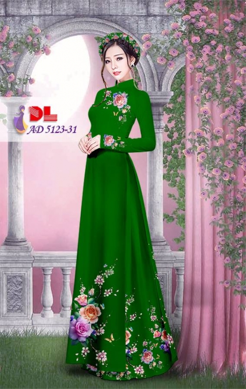Vải áo dài hoa hồng đẹp