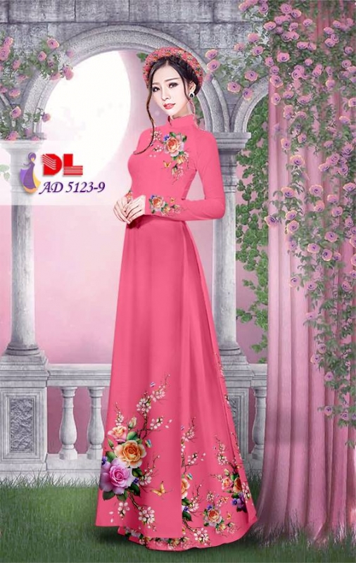 Vải áo dài hoa hồng đẹp