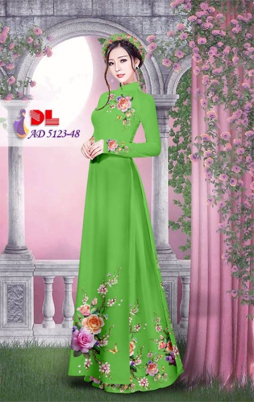 Vải áo dài hoa hồng đẹp