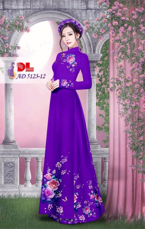 Vải áo dài hoa hồng đẹp