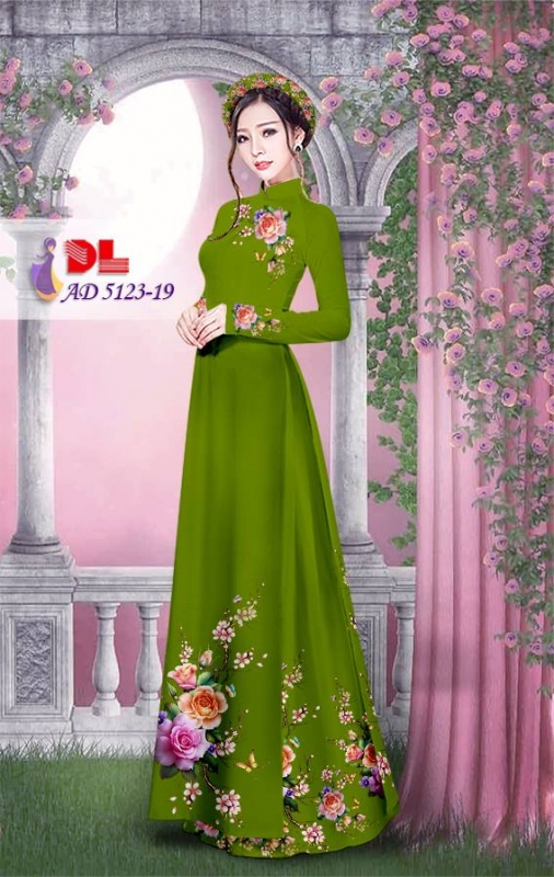 Vải áo dài hoa hồng đẹp