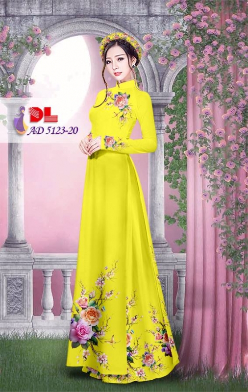Vải áo dài hoa hồng đẹp