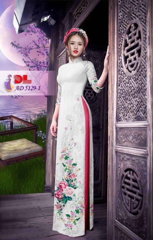 Vải áo dài hoa hồng dây