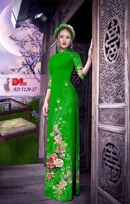 Vải áo dài hoa hồng dây